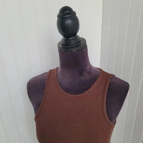 Shein Brown Crop Top Ribbed Stretch Cropped Tank Top Sleveless Petite Sz XSP - Picture 5 of 7